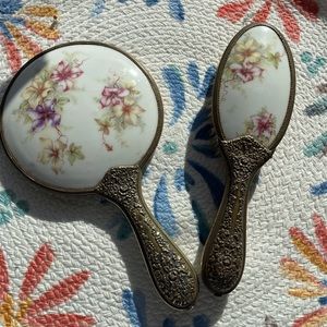 Antique Mirror & Brush Set